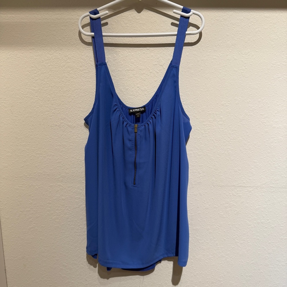 EUC Express Sz L Zippered Tank Periwinkle Blue